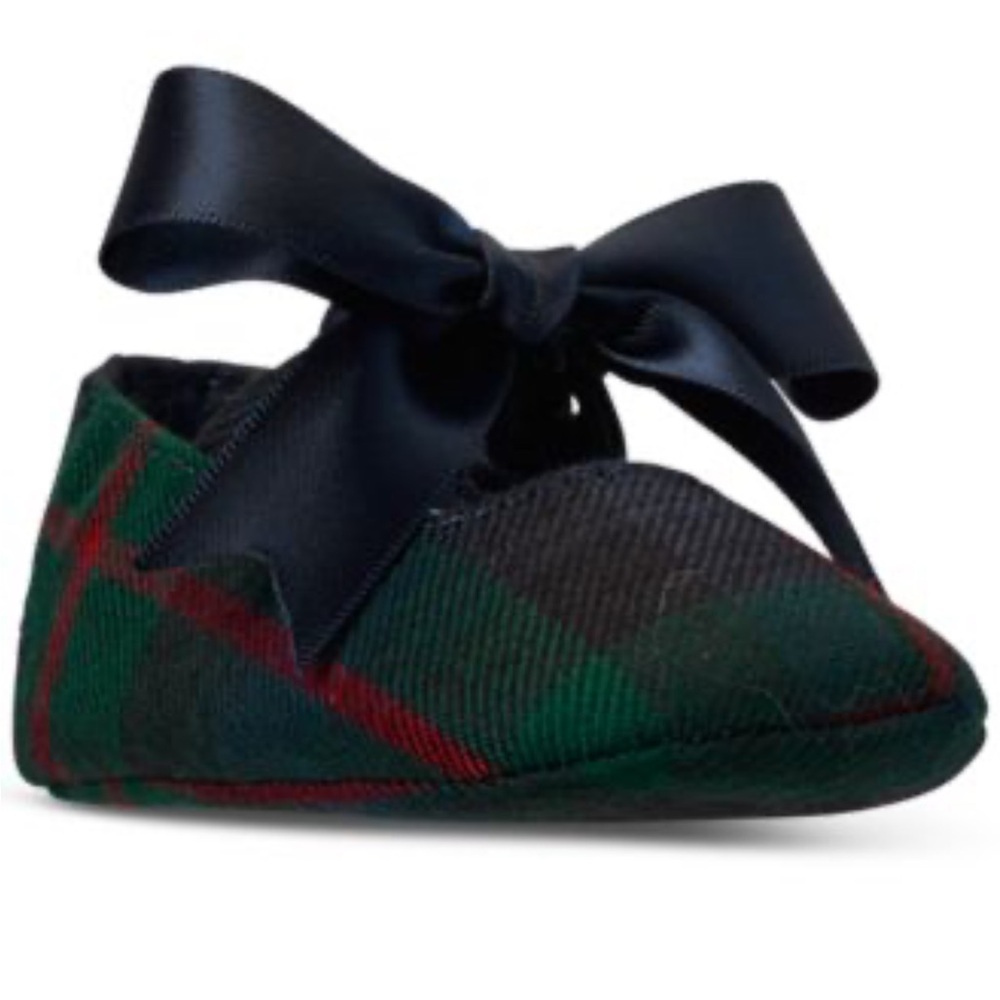 Ralph Lauren Navy and Green Plaid Baby Shoes
